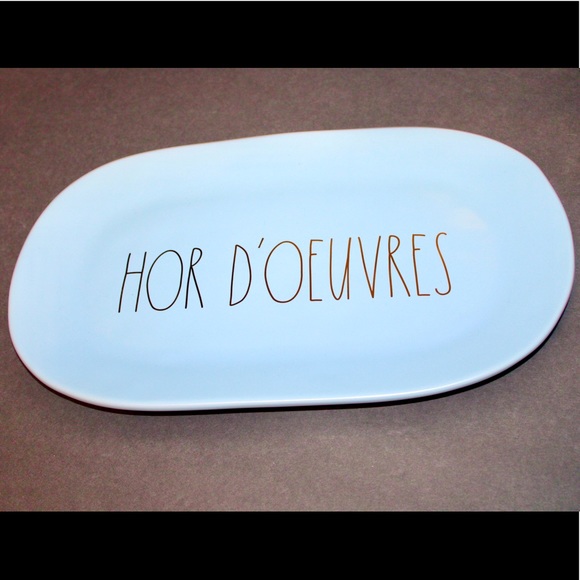 Rae Dunn HOR D'OEUVRES blue/gold serving platter - Picture 8 of 16